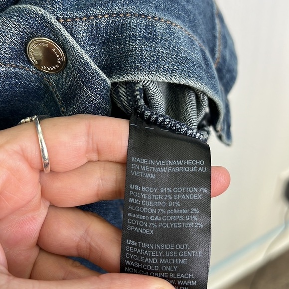 WHBM - Denim Silver Hardware Sleeveless Pocket Zip Up Midi Sheath Dress Size 4 - Picture 8 of 13